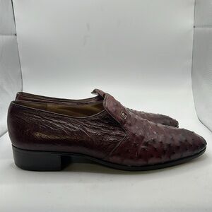 Mauri Slip On Shoes Loafers Dress Work Business Brown Red Ostrich Mens Size 8.5